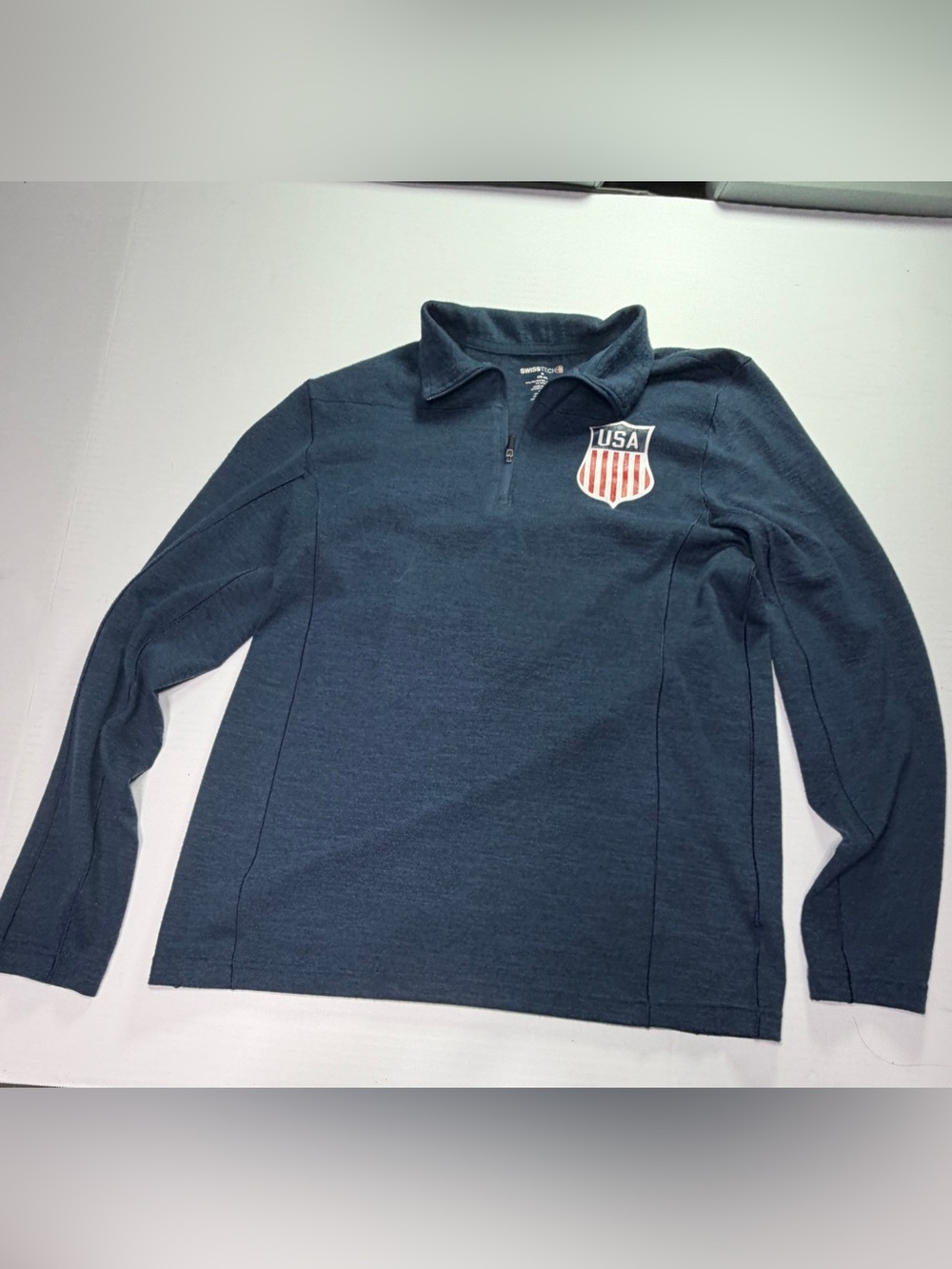 USA Soccer SwissTech Quarter Zip Pullover Women’s Medium Blue Athletic Top
